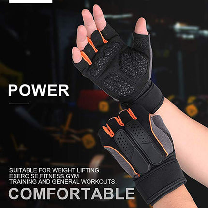 Unisex Tactical Weight Lifting Gym Gloves with wrist support and padded palms for enhanced grip and protection during gym workouts and fitness training.
